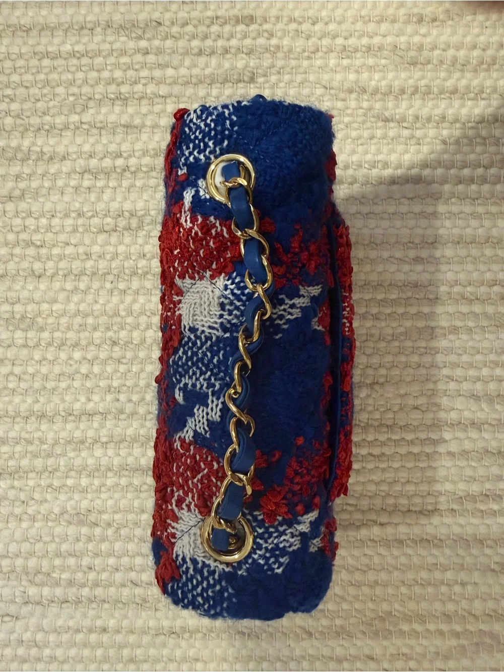 CHANEL 26A Red, White & Blue Tweed Small Flap Bag